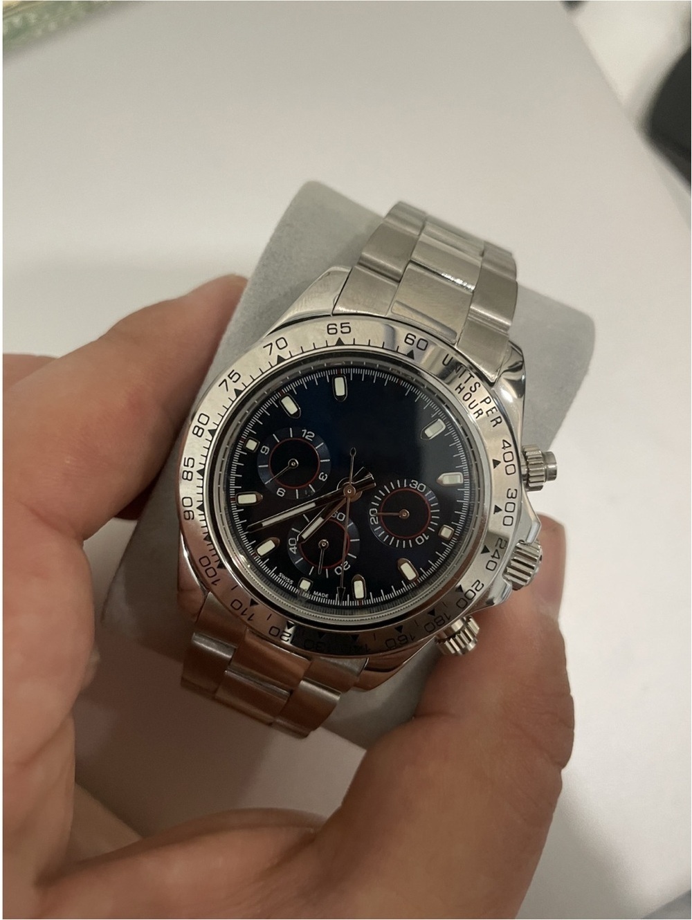 Stainless Steel Chronograph Watch with Black Dial stock 338